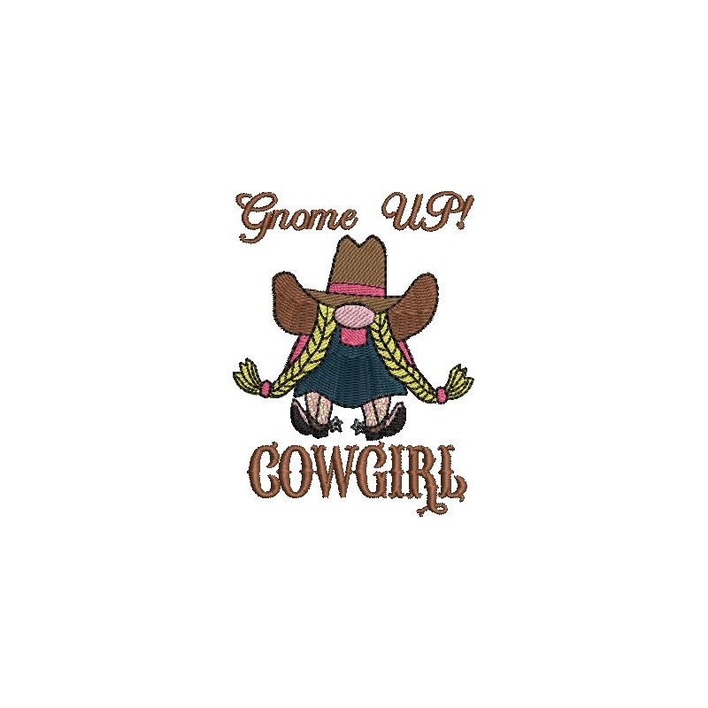 Gnome Cowgirl Up - Machine Embroidery Design